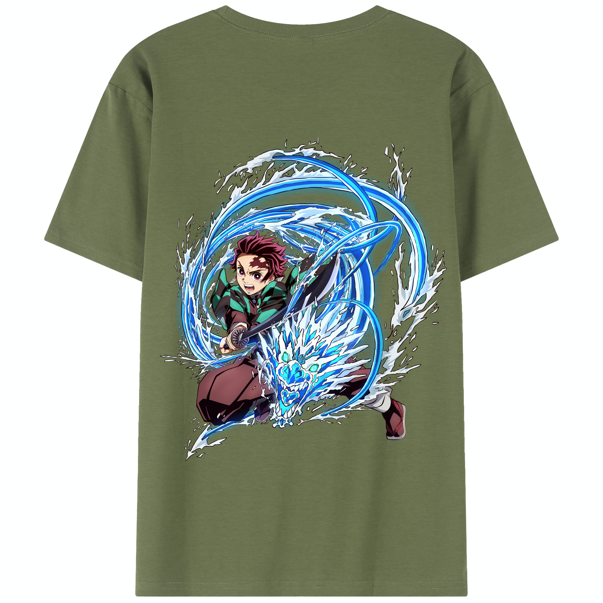 （画像用） 鬼滅の刃 竈門 炭治郎／かまど たんじろう Kamado Tanjirou 綿100％半袖Tシャツ（背面プリント）